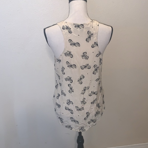 Lucky Brand Motorcycle Print Silk Tank Top Blouse - Picture 6 of 8